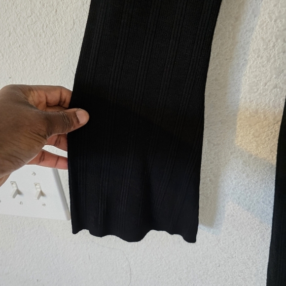 $44 Hippie Rose Sweater Dress Women Sz L Black Long Bell Sleeve Short Front Slit - Picture 6 of 12